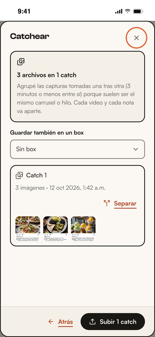 Selector de capturas de la galería en CatchyBox